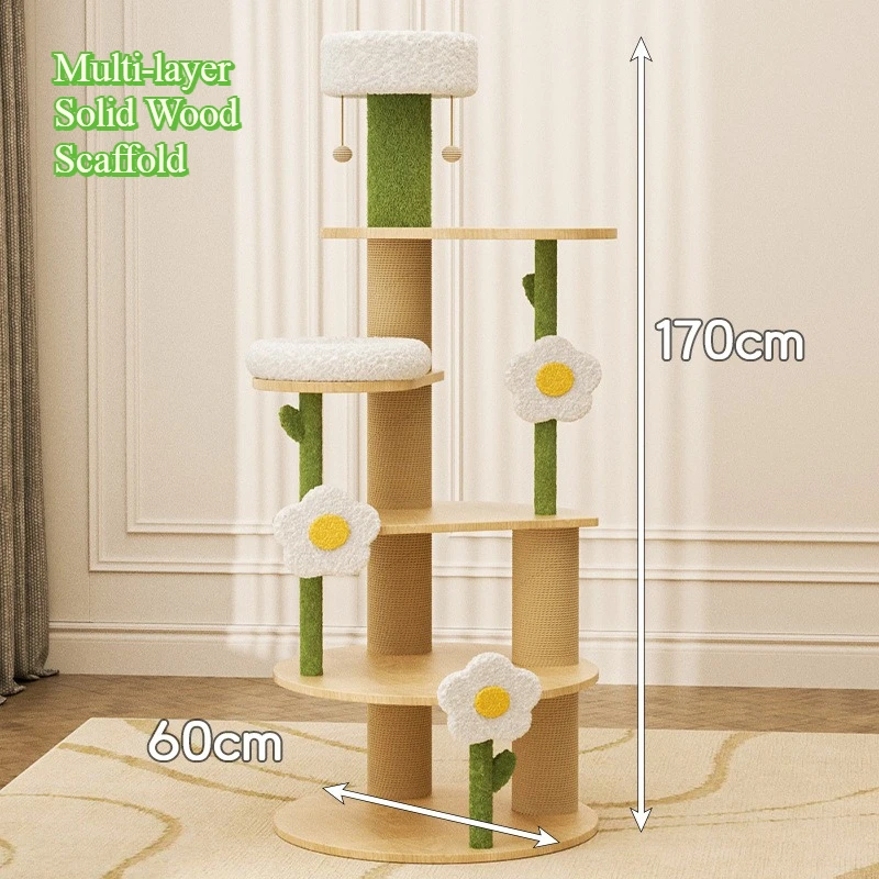 Solid Wood Cat Climbing Frame Multi-Layer cat Tree 170cm Pets Tower with Warm cat Nest & Sisal Scratching Posts for Indoor Pets
Solid Wood Cat Climbing Frame Multi-Layer cat Tree 170cm Pets Tower with Warm cat Nest & Sisal Scratching Posts for Indoor Pets