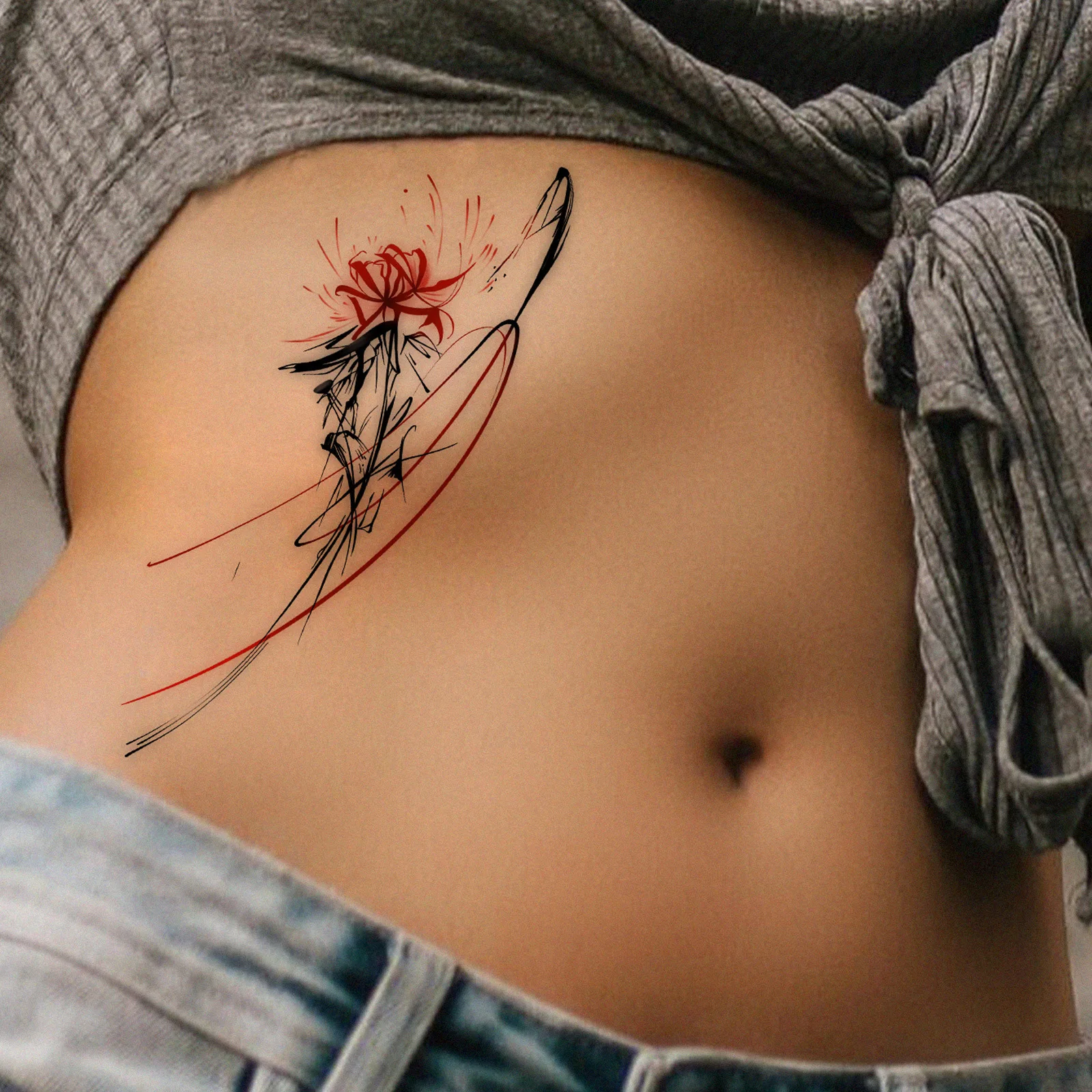 Waterproof Red & Black Spider Lily Temporary Tattoo Sticker, Gothic Belly Body Art, Lasting Fake Tattoo
Waterproof Red & Black Spider Lily Temporary Tattoo Sticker, Gothic Belly Body Art, Lasting Fake Tattoo