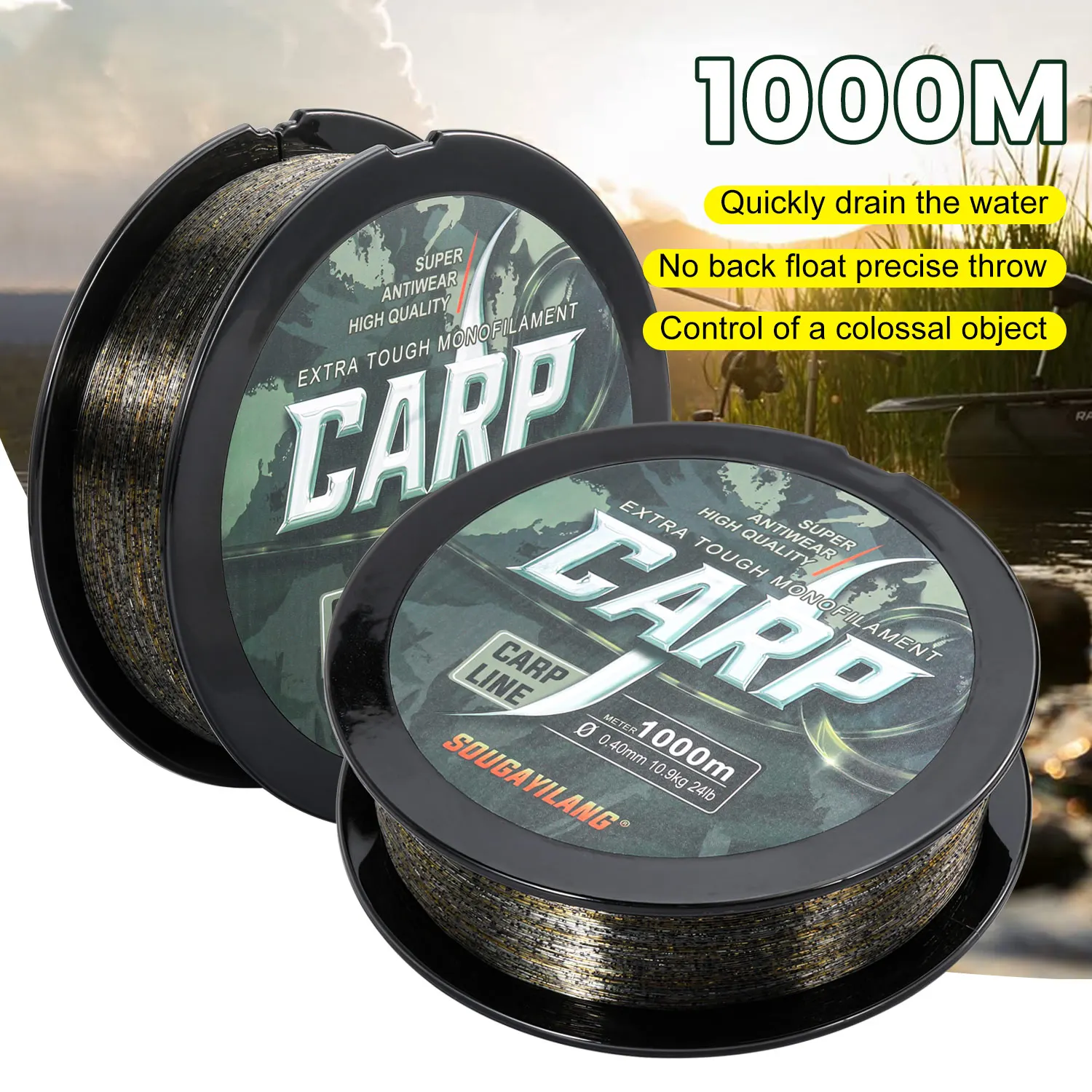 Леска нейлоновая Sougayilang 1000м, монофиламентная, 0.3-0.4мм, 14-24lb, максимальная нагрузка, для ловли карпа
Леска нейлоновая Sougayilang 1000м, монофиламентная, 0.3-0.4мм, 14-24lb, максимальная нагрузка, для ловли карпа