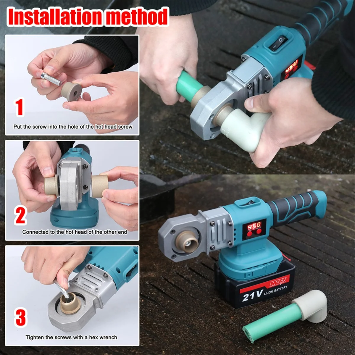 Plastic PPR Pipe Welding Machine Cordless Water Pipes Melting Device with Replacement Heads Fuse MachineJAS
Plastic PPR Pipe Welding Machine Cordless Water Pipes Melting Device with Replacement Heads Fuse MachineJAS
