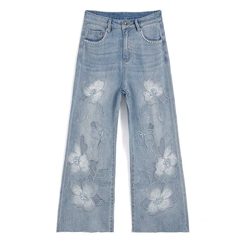 Summer New Heavy Industry Embroidered Flower Nail Bead High Waist Wide Leg Drop Feel Straight Tube Casual Women's Jeans
Summer New Heavy Industry Embroidered Flower Nail Bead High Waist Wide Leg Drop Feel Straight Tube Casual Women's Jeans