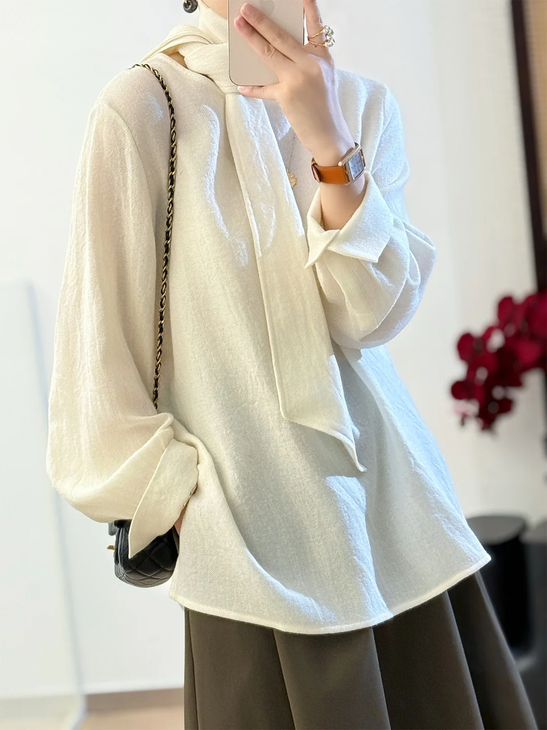 Ele Long Sve Woolen irt with Sa Loose Fit Slimming Commute irt for Women Breathable Comfortable Skin-Friendly
Ele Long Sve Woolen irt with Sa Loose Fit Slimming Commute irt for Women Breathable Comfortable Skin-Friendly