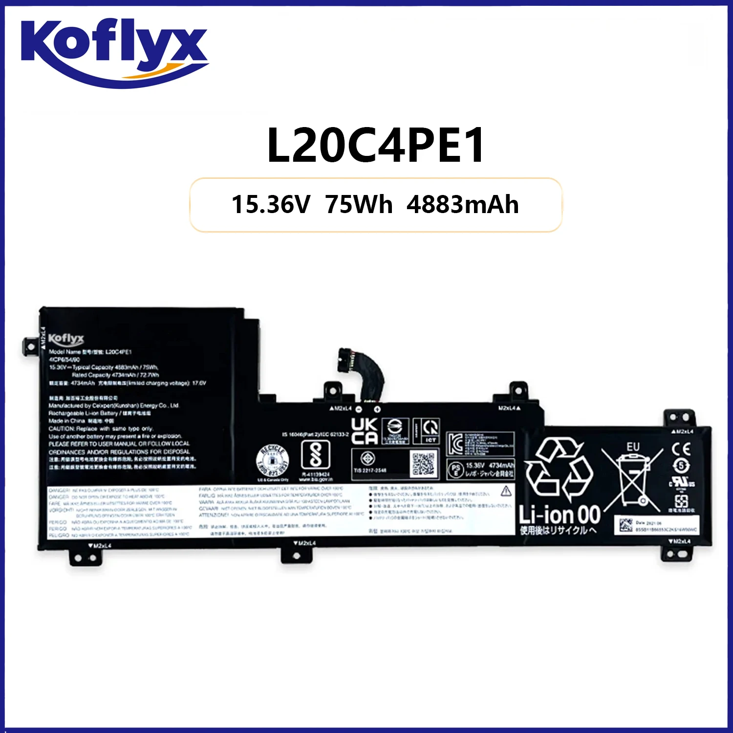 Koflyx new Laptop battery for Lenovo IdeaPad 5 Pro-16ACH6 Pro-16IHU6 IdeaPad Creator 5-16ACH6 Series L20C4PE1
Koflyx new Laptop battery for Lenovo IdeaPad 5 Pro-16ACH6 Pro-16IHU6 IdeaPad Creator 5-16ACH6 Series L20C4PE1
