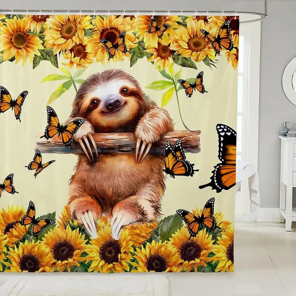 Cute Sloth Shower Curtain with Sunflower and Butterfly Floral Botanical Fabric Bathroom Decor for Kids Boys Girls 12 Hooks
Cute Sloth Shower Curtain with Sunflower and Butterfly Floral Botanical Fabric Bathroom Decor for Kids Boys Girls 12 Hooks