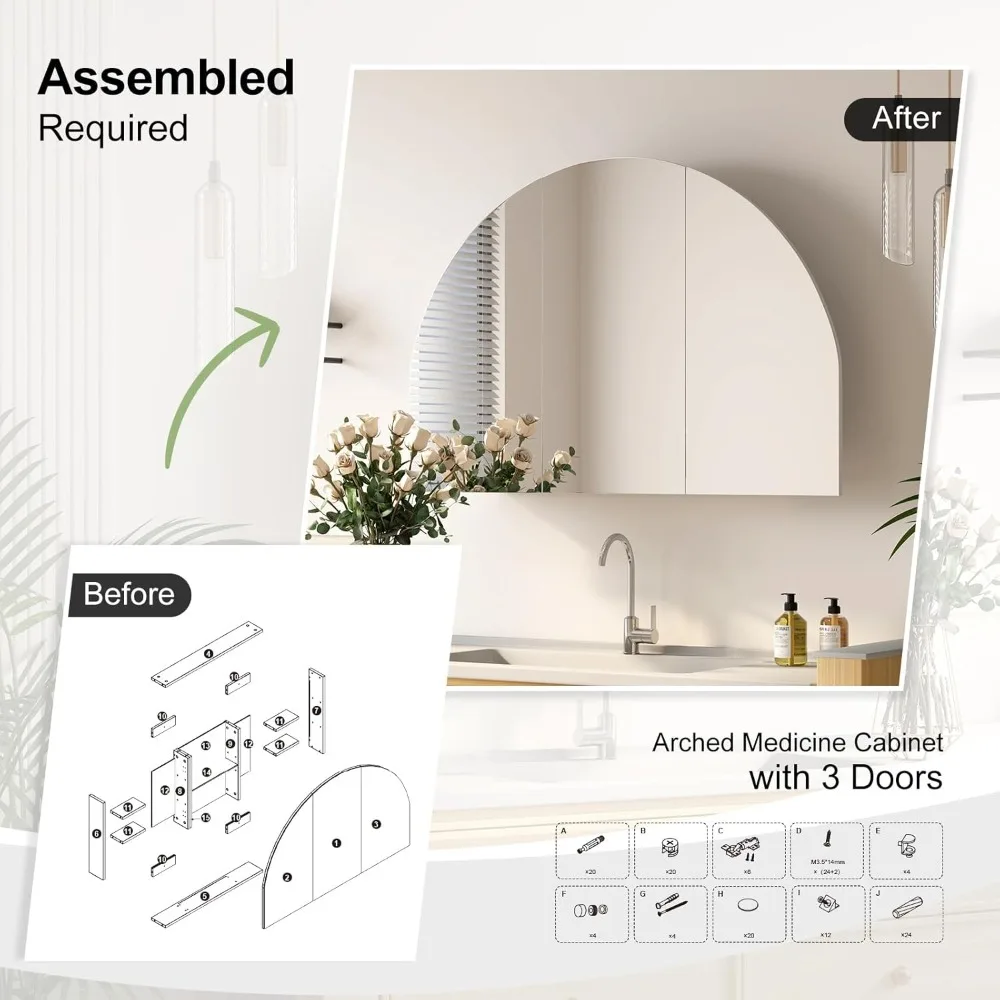 Arched Medicine Cabinet,3 Doors, Bathroom Medicine Cabinet with Mirror,Large Mirror Cabinet Wall-Mounted with, Customized
Arched Medicine Cabinet,3 Doors, Bathroom Medicine Cabinet with Mirror,Large Mirror Cabinet Wall-Mounted with, Customized