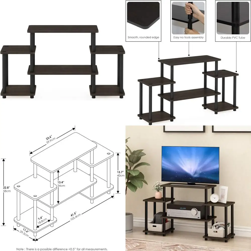 N-Turn Entertainment TV Stands, Brown and Black, Tool-Free Assembly
N-Turn Entertainment TV Stands, Brown and Black, Tool-Free Assembly