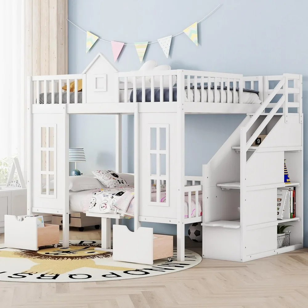 Full-Over-Full Bunk Bed with Changeable Table, Bunk Bed Turn into Upper Bed and Down Desk for Kids Girls Boys
Full-Over-Full Bunk Bed with Changeable Table, Bunk Bed Turn into Upper Bed and Down Desk for Kids Girls Boys
