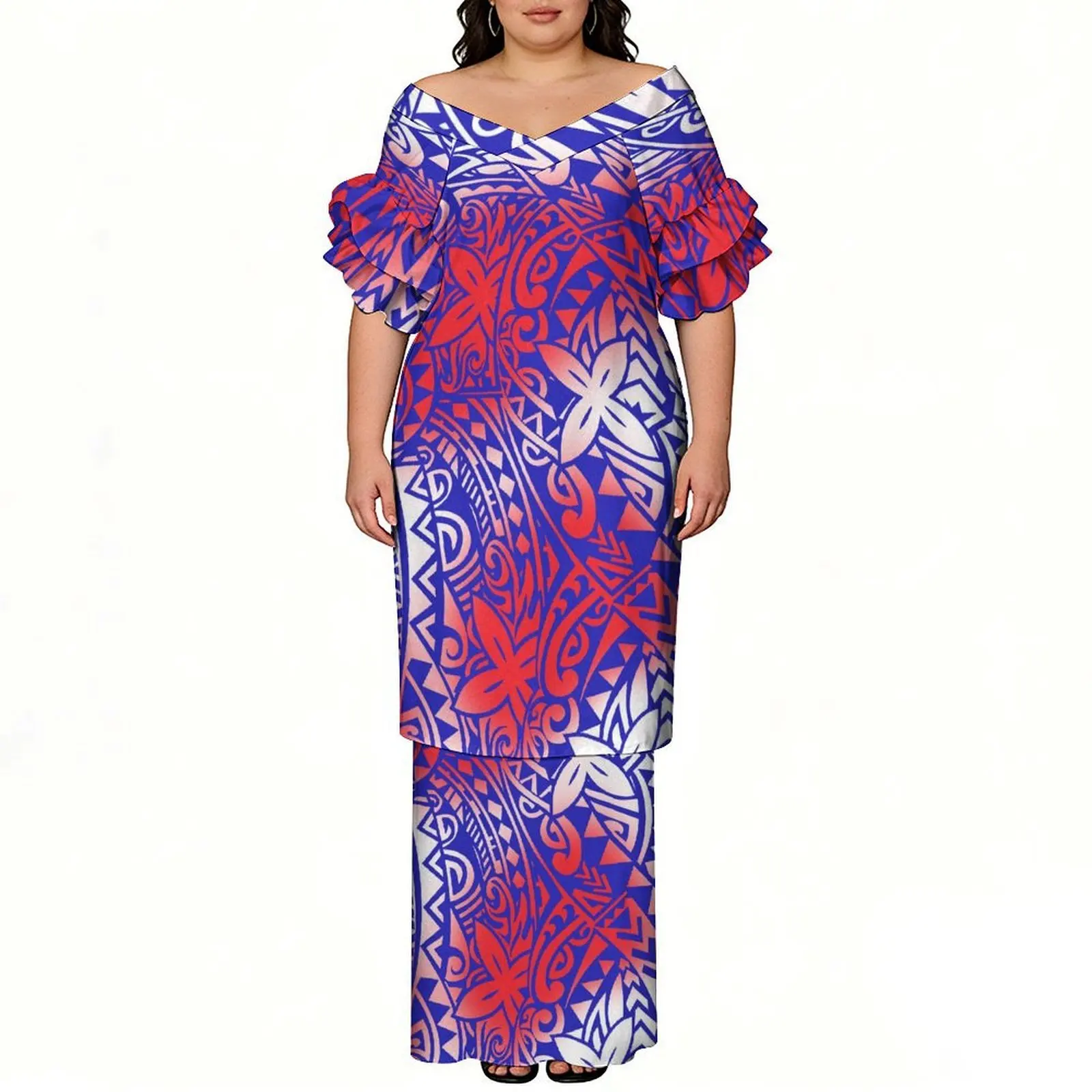 Breathable Fabric High Quality Polynesia Lotus Sleeves Two-Piece Floor-Length Dress 3d Printed Pattern Puletasi
Breathable Fabric High Quality Polynesia Lotus Sleeves Two-Piece Floor-Length Dress 3d Printed Pattern Puletasi