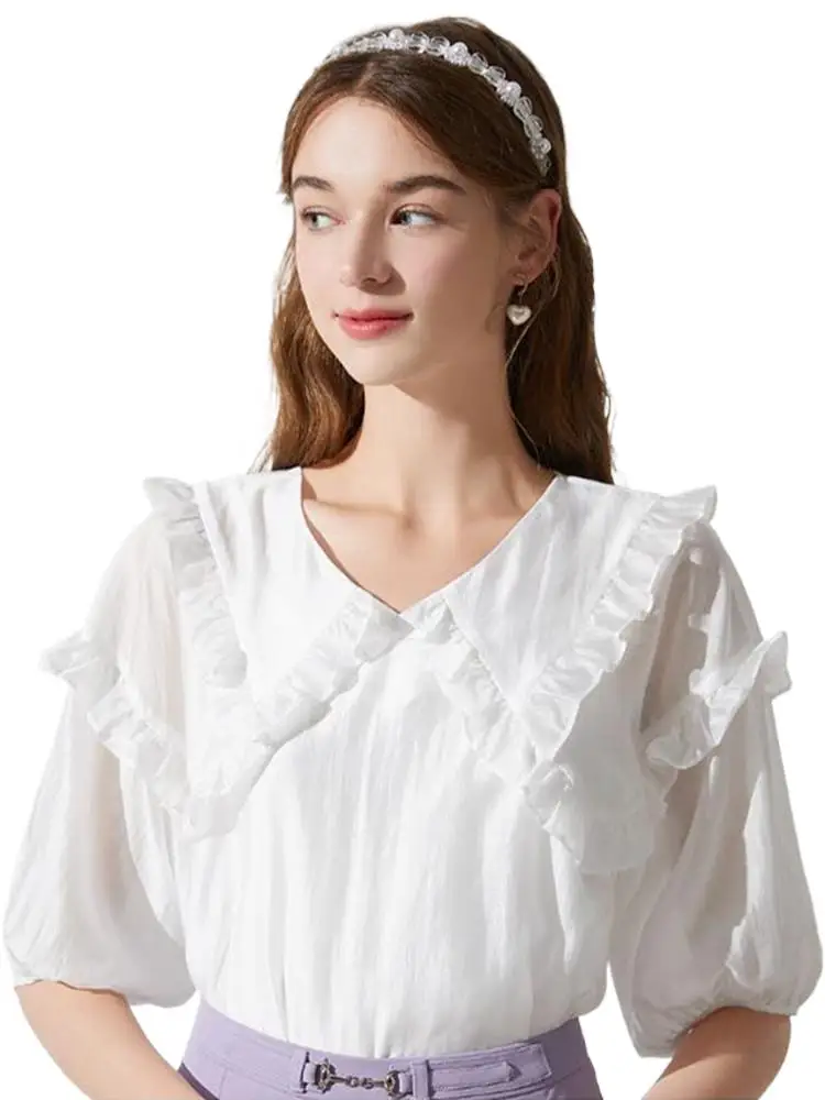 Fashion Women Holiday Beach Shirts New Summer Fake Double Layer Lotus CollarTops Sunscreen Shirt Half Sleeved Thin Loose Blusas
Fashion Women Holiday Beach Shirts New Summer Fake Double Layer Lotus CollarTops Sunscreen Shirt Half Sleeved Thin Loose Blusas