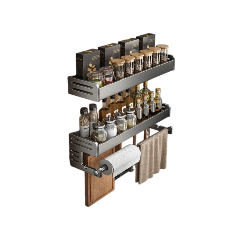 Kitchen Organizer - 30/40CM Wall-Mounted Rack with Hook, Seasoning Bottle Shelf, Knife and Shovel Holder
Kitchen Organizer - 30/40CM Wall-Mounted Rack with Hook, Seasoning Bottle Shelf, Knife and Shovel Holder