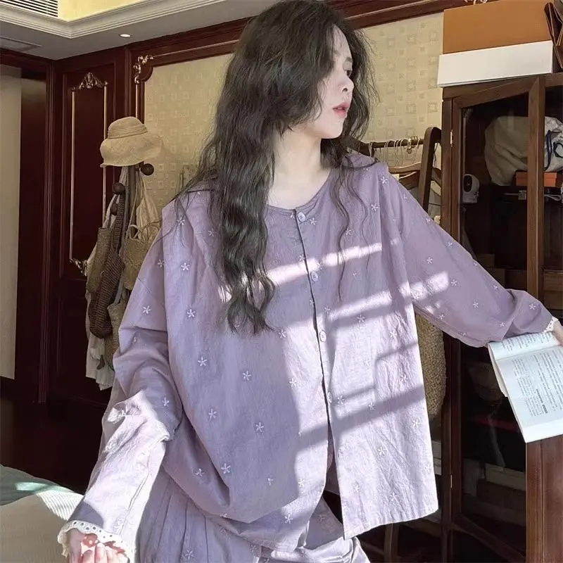 Retro Floral Pajama Sets Women's Spring Autumn Long Sleeve Round Neck Cardigan Large Size Home Clothing 2-piece Set Night Wears
Retro Floral Pajama Sets Women's Spring Autumn Long Sleeve Round Neck Cardigan Large Size Home Clothing 2-piece Set Night Wears