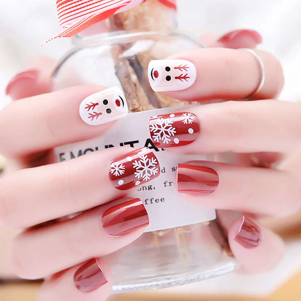 Christmas False Nails Short Press On Fake Nail With Design Reusable Adhesive French Artificial Faux Ongles Fingertips Manicure
Christmas False Nails Short Press On Fake Nail With Design Reusable Adhesive French Artificial Faux Ongles Fingertips Manicure