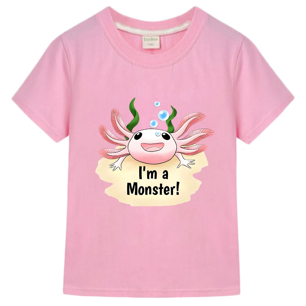 Pink Axolotl L'm A Monster Girls Tshirts Summer Streetwear Kids Clothes Children's T-shirt 100% Cotton Short Sleeve Boys Tees
Pink Axolotl L'm A Monster Girls Tshirts Summer Streetwear Kids Clothes Children's T-shirt 100% Cotton Short Sleeve Boys Tees
