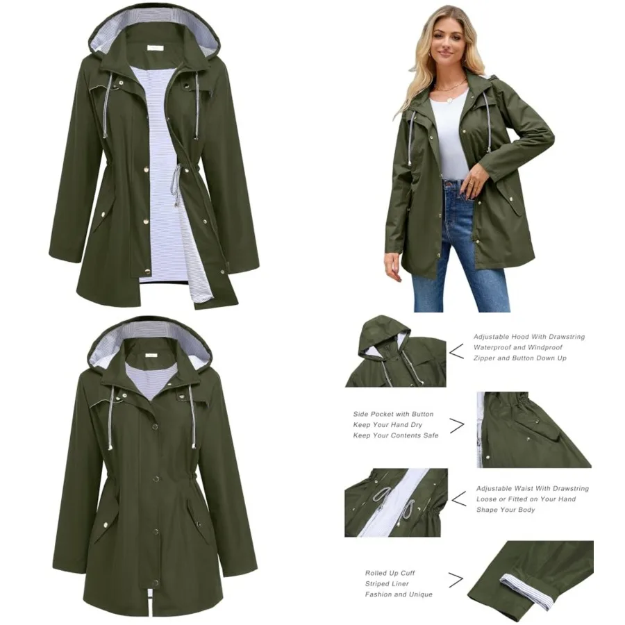 Hount Women Rain Jacket Lightweight Waterproof Raincoat Lined Outdoor Hooded Windbreaker Trench Coat
Hount Women Rain Jacket Lightweight Waterproof Raincoat Lined Outdoor Hooded Windbreaker Trench Coat