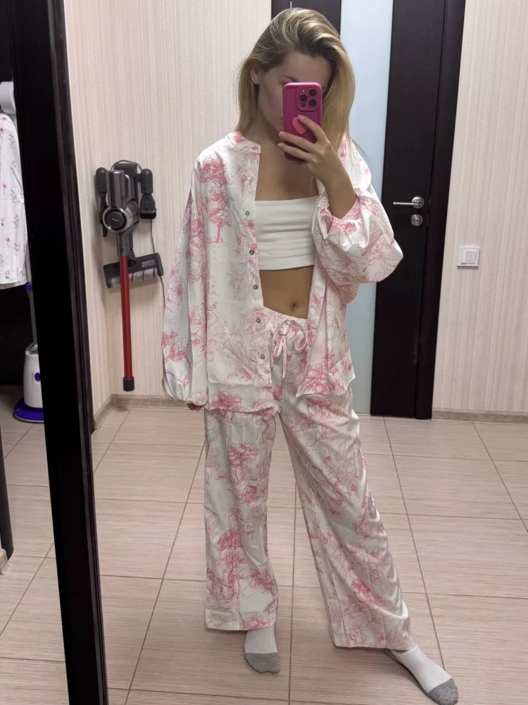 Spring Summer Elegant Women Outfut Retro Pattern Printed Shirt Tops Pants Suit Fashion Long Sleeve 2 Piece Sets Womens Outfits
Spring Summer Elegant Women Outfut Retro Pattern Printed Shirt Tops Pants Suit Fashion Long Sleeve 2 Piece Sets Womens Outfits