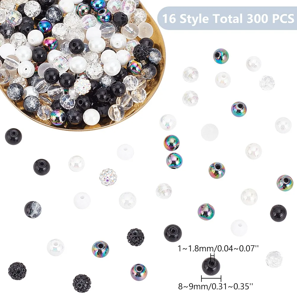DIY Round Beads Jewelry Making Finding Kit Including Acrylic Glass Polymer Clay Rhinestone Beads Black 8~9x6~9mm Hole: 1~2mm
DIY Round Beads Jewelry Making Finding Kit Including Acrylic Glass Polymer Clay Rhinestone Beads Black 8~9x6~9mm Hole: 1~2mm