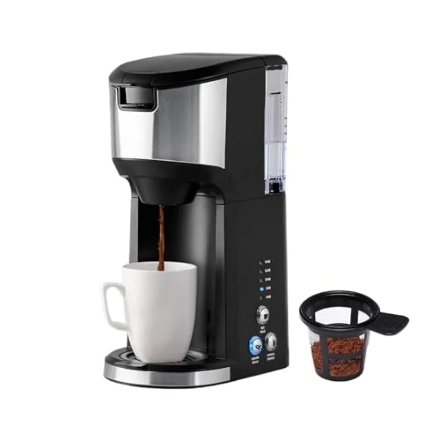 Single Serve Coffee Maker for Home Office, Stainless Steel, Black, Compact Design with 14 oz Brew Capacity and 24 oz Water Rese
Single Serve Coffee Maker for Home Office, Stainless Steel, Black, Compact Design with 14 oz Brew Capacity and 24 oz Water Rese