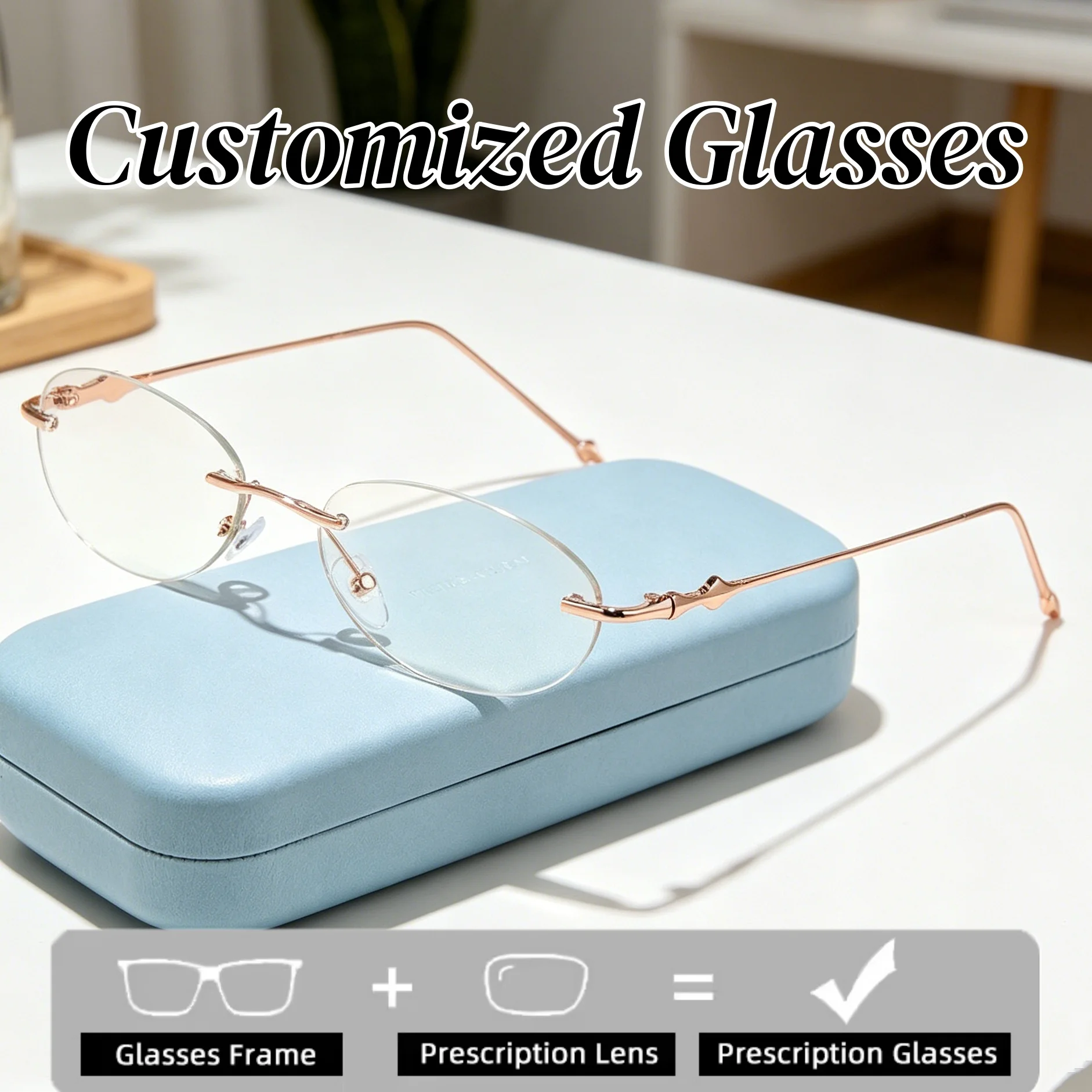 Customized Anti Blue Light Photochromic Myopia Glasses Fashionable HD Ultra Light Frameless Metal Ladies' Prescription Eyewear
Customized Anti Blue Light Photochromic Myopia Glasses Fashionable HD Ultra Light Frameless Metal Ladies' Prescription Eyewear
