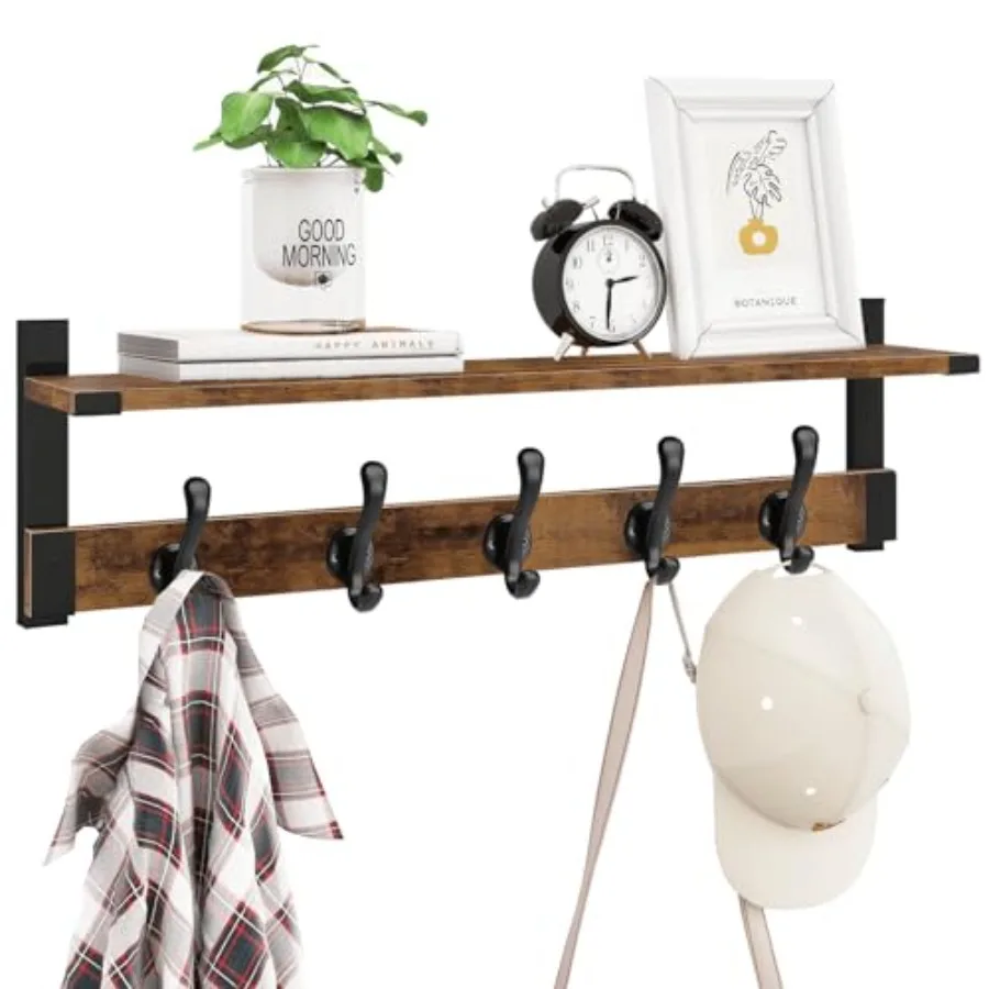 Coat Rack Wall Mount 29 Inch Long Shelf with Hooks Wood Entryway Shelf with 5 Hangers for Hanging Hat Jacket Backpack Purse Rus
Coat Rack Wall Mount 29 Inch Long Shelf with Hooks Wood Entryway Shelf with 5 Hangers for Hanging Hat Jacket Backpack Purse Rus