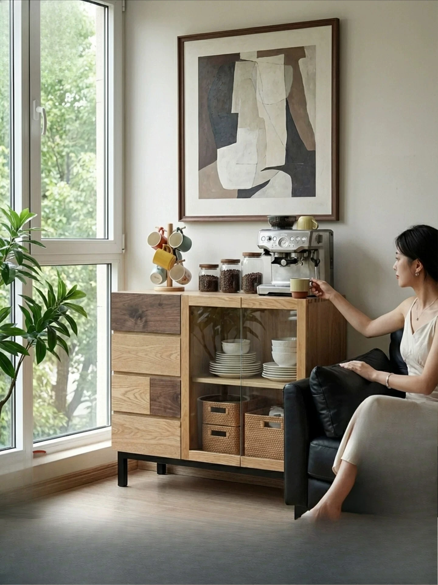 PYJ Japanese-style solid wood dining side cabinet white oak storage entrance cabinet black walnut wine cabinet
PYJ Japanese-style solid wood dining side cabinet white oak storage entrance cabinet black walnut wine cabinet