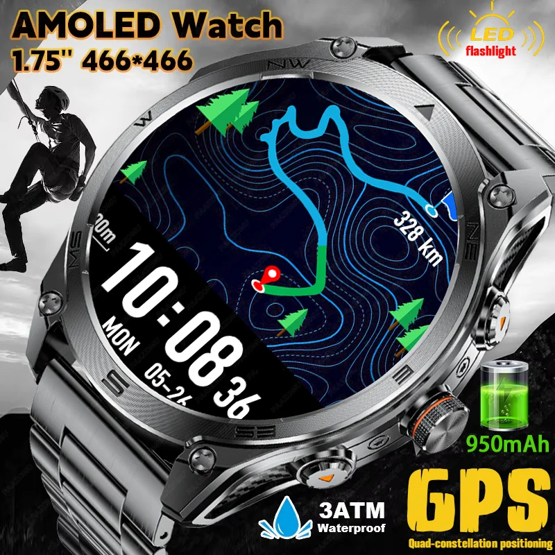 New 950mah Extra-Large Battery Smartwatch AMOLED SmartWatch Men GPS Sports Watch LED Flashlight Call Rugged Military Smartwatch
New 950mah Extra-Large Battery Smartwatch AMOLED SmartWatch Men GPS Sports Watch LED Flashlight Call Rugged Military Smartwatch
