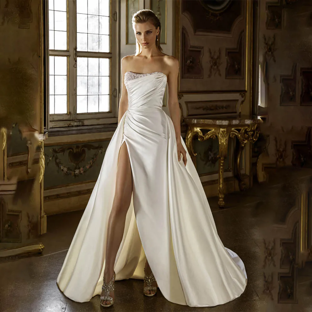 Beaded Sweetheat Satin Mermaid Wedding Dresses With Detachable Train Side Slit Custom Made 2024 Rode De Morrie
Beaded Sweetheat Satin Mermaid Wedding Dresses With Detachable Train Side Slit Custom Made 2024 Rode De Morrie