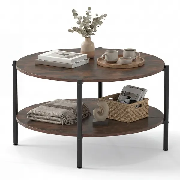 2-Tier Industrial Coffee Table with Open Shelf Storage
2-Tier Industrial Coffee Table with Open Shelf Storage