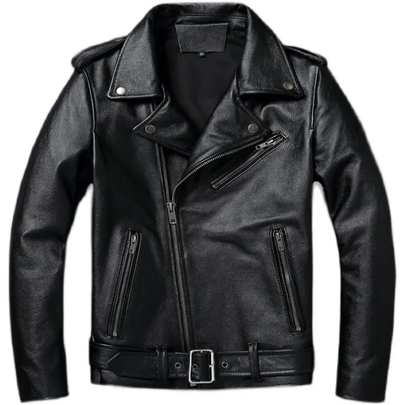 Men's Top Layer Cowhide Moto Jacket Spring Winter New Natural Calfskin Leather Jacket High Quality Short Moto corium Coat
Men's Top Layer Cowhide Moto Jacket Spring Winter New Natural Calfskin Leather Jacket High Quality Short Moto corium Coat