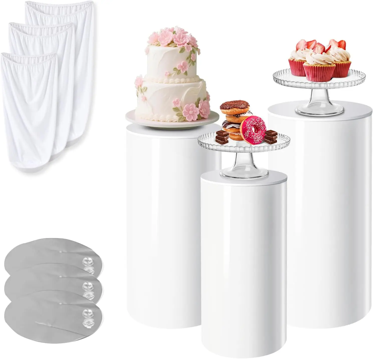 3 Tier Cake Stand Set with Weighted Bases and Covers for Party Decor
3 Tier Cake Stand Set with Weighted Bases and Covers for Party Decor