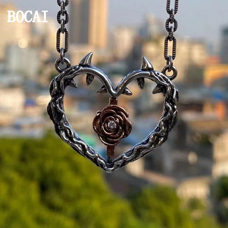 BOCAI NewS925 Sterling Silber Vintage Personalisiert Trendy Erfrischend Dornen Rosenblüten Anhänger Paar Gesche
BOCAI NewS925 Sterling Silber Vintage Personalisiert Trendy Erfrischend Dornen Rosenblüten Anhänger Paar Gesche