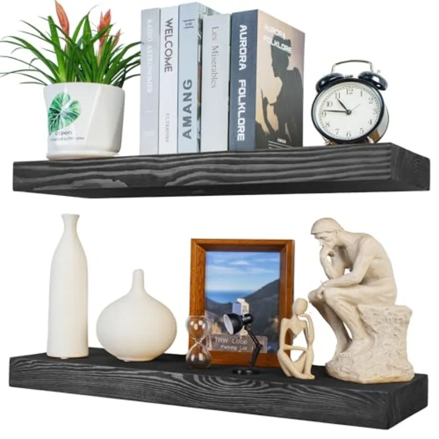 24 Inch Floating Shelves for Bathroom Bedroom Kitchen 8-in Deep High-End Solid Wood Black with Sturdy Hidden Bracket
24 Inch Floating Shelves for Bathroom Bedroom Kitchen 8-in Deep High-End Solid Wood Black with Sturdy Hidden Bracket