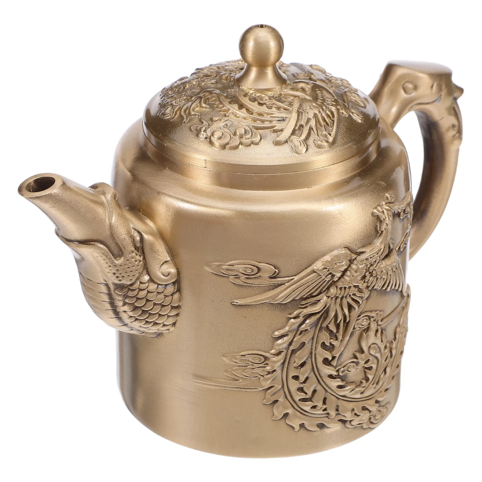 Vintage Brass Teapot 120ml Retro Chinese Wine Pot Embossed Dragon Phoenix Decorative Kettle
Vintage Brass Teapot 120ml Retro Chinese Wine Pot Embossed Dragon Phoenix Decorative Kettle