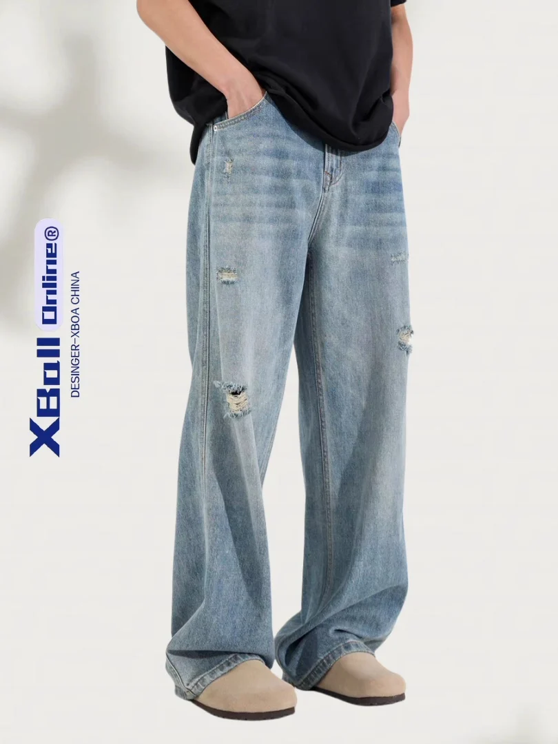 Lightweight Summer Men's Denim Jeans Ripped Straight Leg Loose Wide Leg Long Trousers American Style Vintage Casual Jeans
Lightweight Summer Men's Denim Jeans Ripped Straight Leg Loose Wide Leg Long Trousers American Style Vintage Casual Jeans