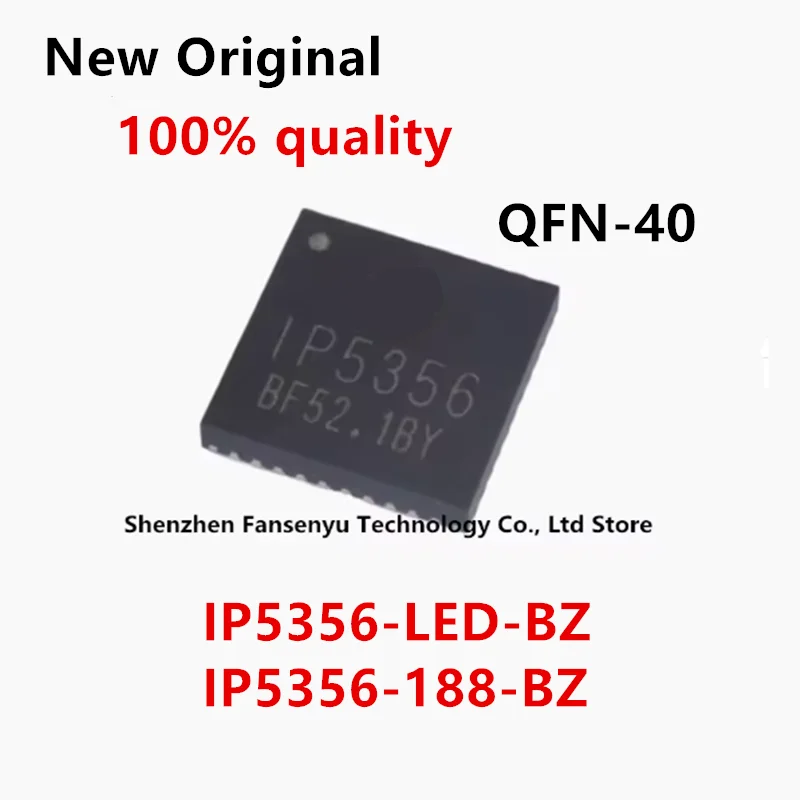 (1piece)100% New /LOT Original IP5356-LED-BZ IP5356-188-BZ IP5356 QFN-40 Mobile power IC
(1piece)100% New /LOT Original IP5356-LED-BZ IP5356-188-BZ IP5356 QFN-40 Mobile power IC