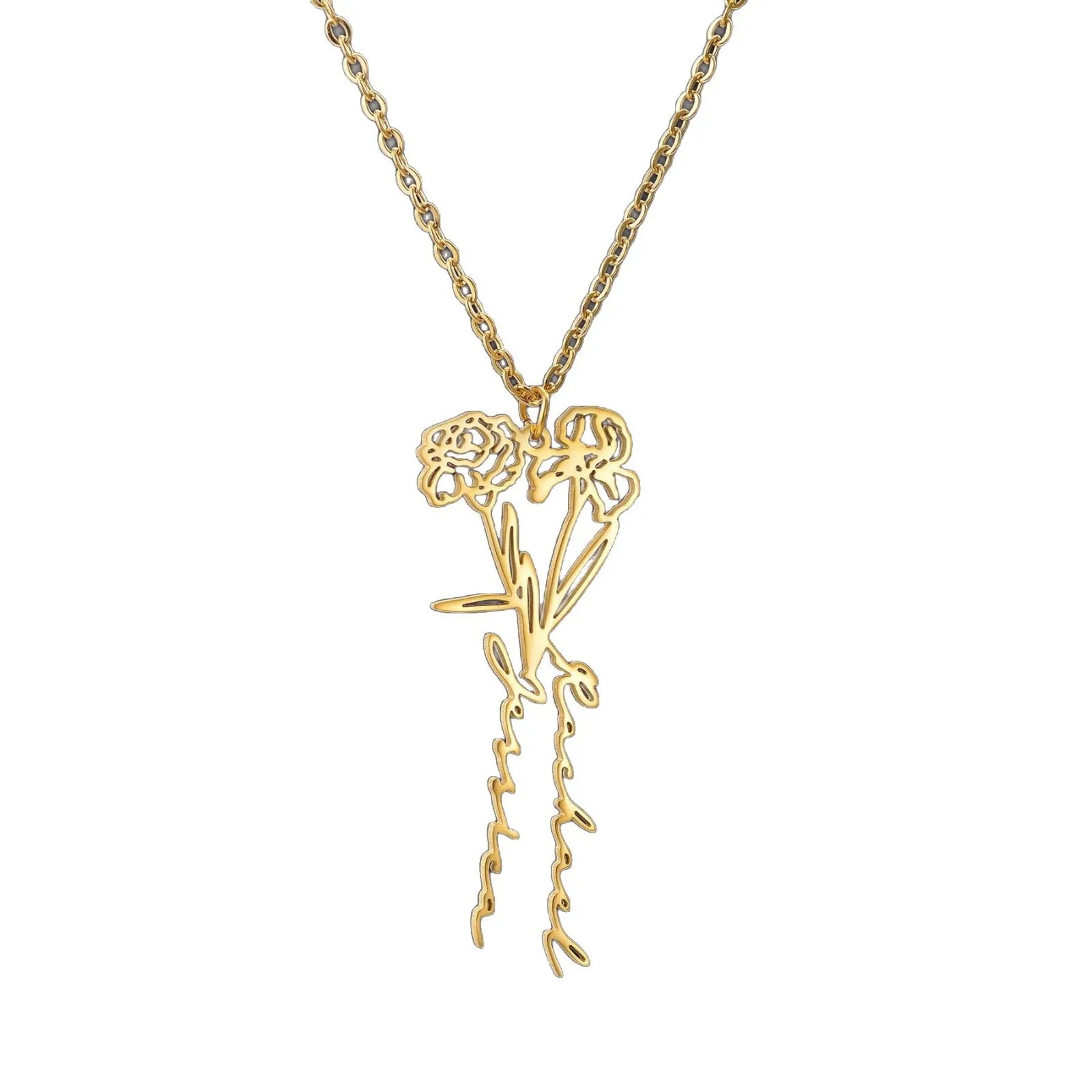 Stainless Steel Mother's Day Gift - Personalised Birth Flower Bouquet Name Necklace Custom Dainty Birth Flower 2 Name Necklace
Stainless Steel Mother's Day Gift - Personalised Birth Flower Bouquet Name Necklace Custom Dainty Birth Flower 2 Name Necklace