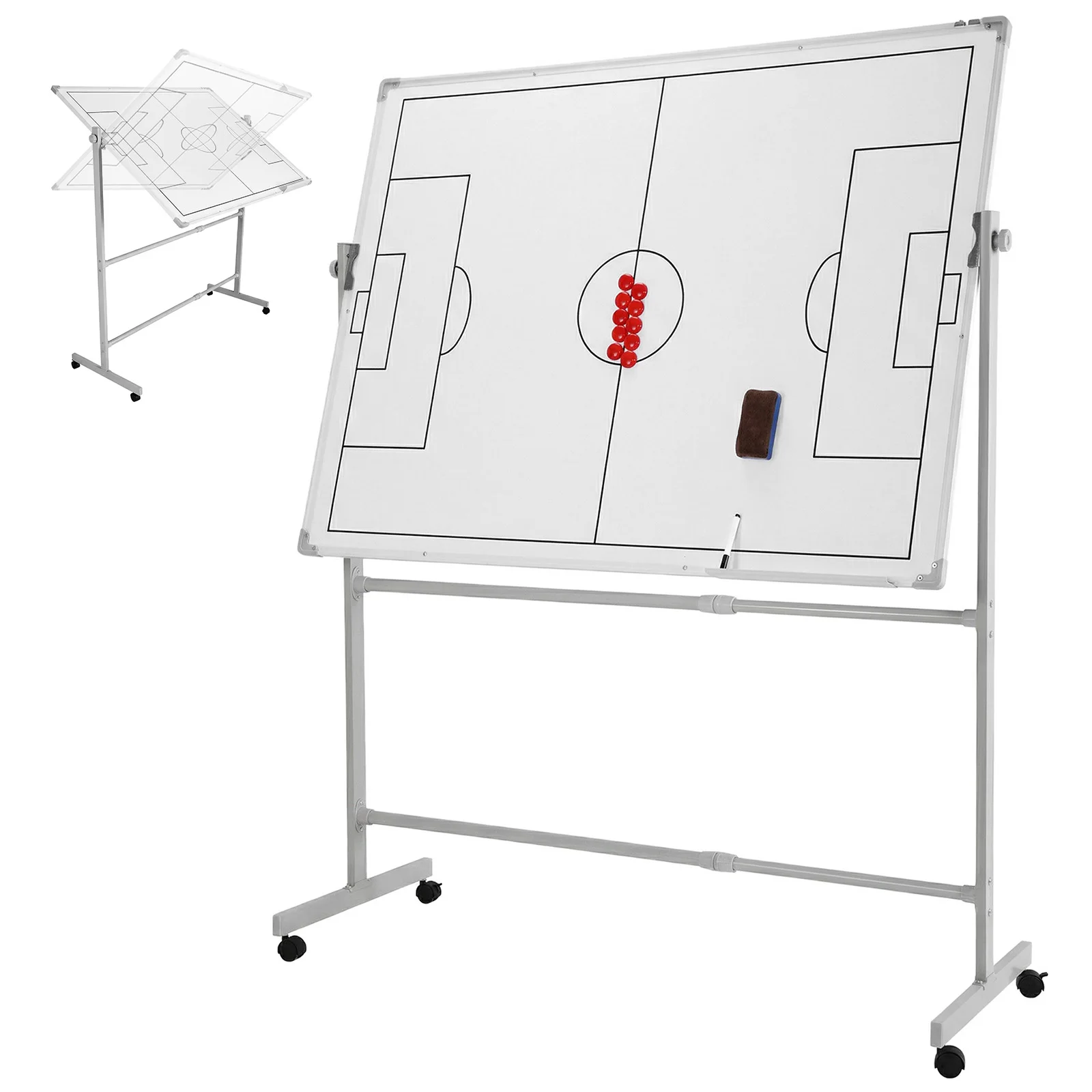 Double-Sided Whiteboard with Wheels 360 Degree Reversible Soccer Board Height Adjustable with Magnets Pen & Eraser for Coaches
Double-Sided Whiteboard with Wheels 360 Degree Reversible Soccer Board Height Adjustable with Magnets Pen & Eraser for Coaches