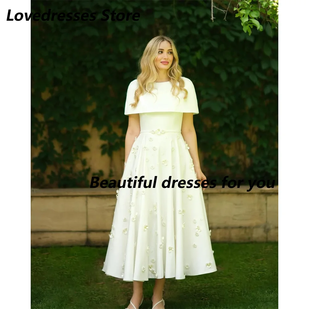 Elegant Evening Dress Customized O-Neck Flowers Pleat A Line Tea Length Party Gown Formal Occasion Gown Midi Dresses
Elegant Evening Dress Customized O-Neck Flowers Pleat A Line Tea Length Party Gown Formal Occasion Gown Midi Dresses