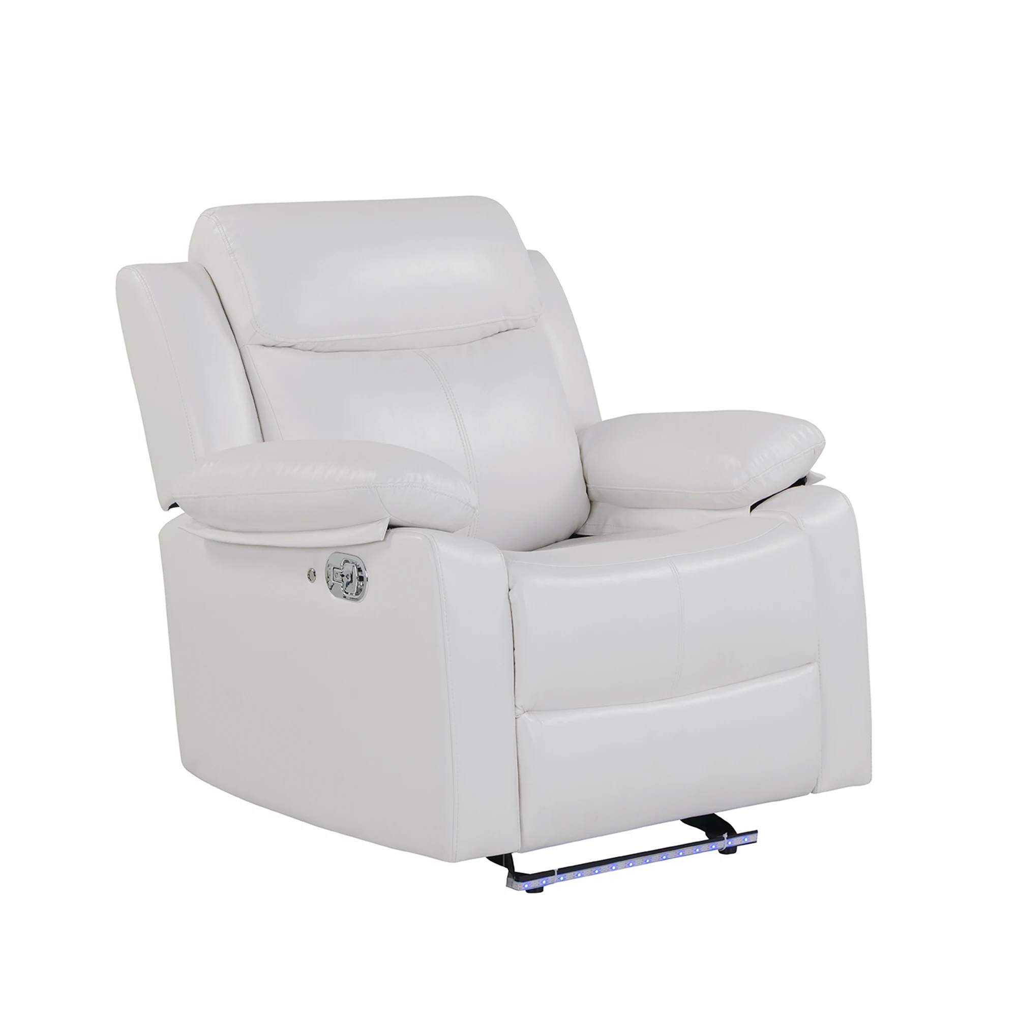 !@Modern White Electric Glider Recliner with LED Light and Plastic Frame
!@Modern White Electric Glider Recliner with LED Light and Plastic Frame