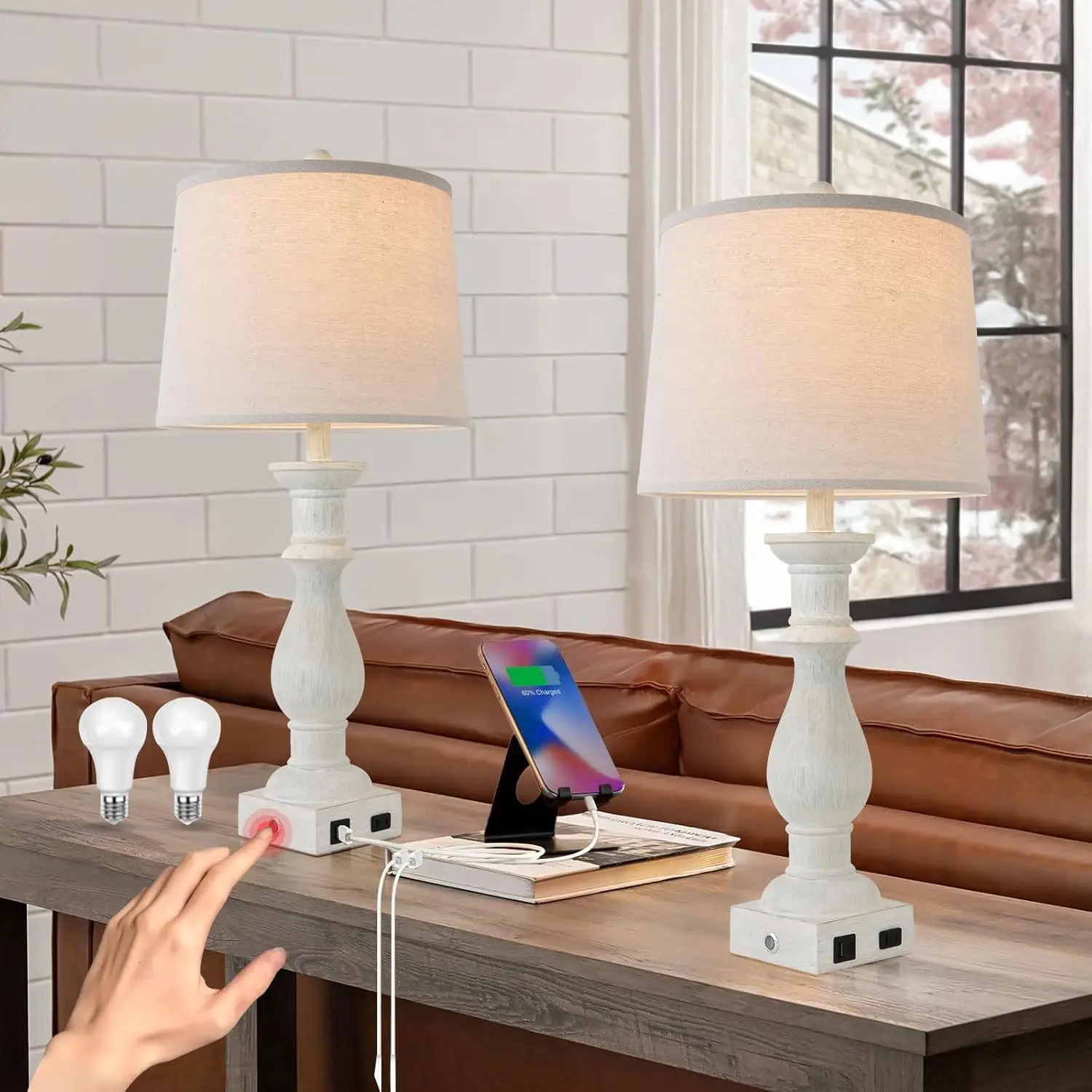 Touch Dimmable Desk Lamp Table Lamps Set Of 2 Vintage Night Stand Light Farmhouse Resin Lamp,Bedside Lamps With Usb Ports And
Touch Dimmable Desk Lamp Table Lamps Set Of 2 Vintage Night Stand Light Farmhouse Resin Lamp,Bedside Lamps With Usb Ports And