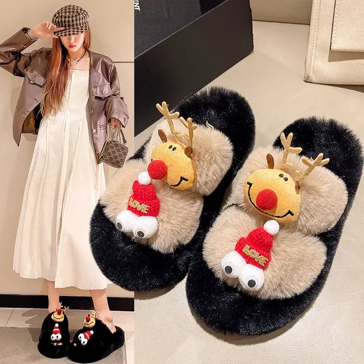 real photos cartoon black Cotton Slippers Furry Warm Faux Fur Slides Autumn New Non-slip Thick Bottom Plush Shoes for Winter
real photos cartoon black Cotton Slippers Furry Warm Faux Fur Slides Autumn New Non-slip Thick Bottom Plush Shoes for Winter