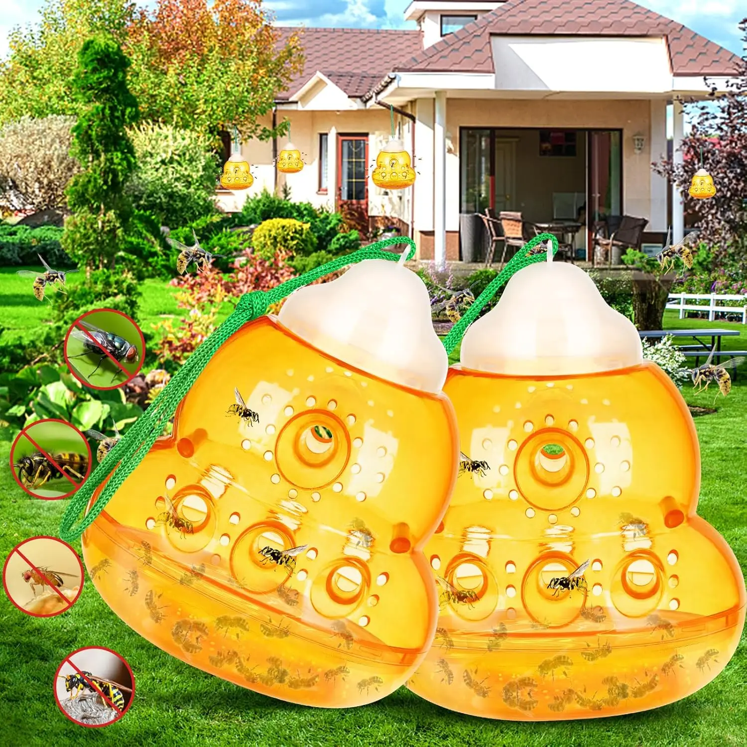 2PCS Wasp Trap for Outdoors Effective Yellow Jacket and Hornet Catcher Non-Toxic Reusable Hanging Bee Trap Durable Insect Killer
2PCS Wasp Trap for Outdoors Effective Yellow Jacket and Hornet Catcher Non-Toxic Reusable Hanging Bee Trap Durable Insect Killer