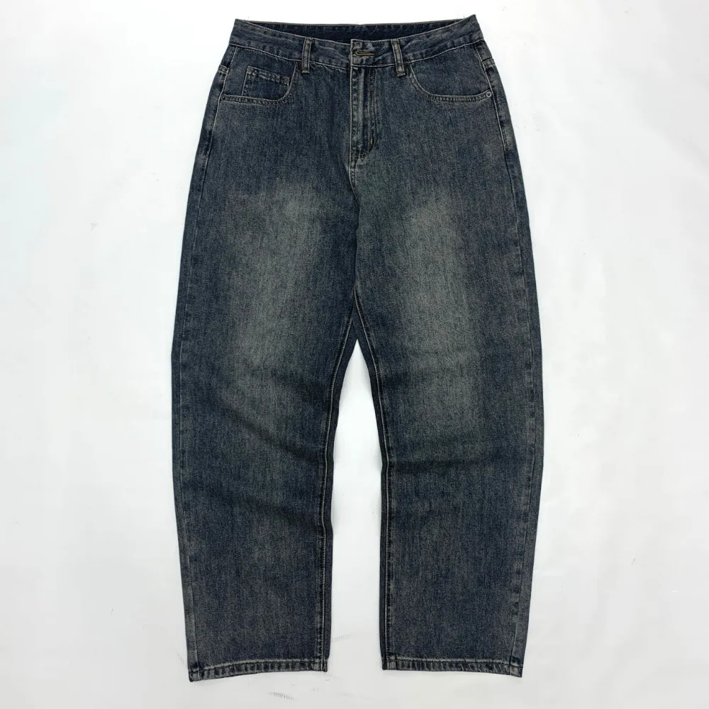 Retro washed distressed jeans, men's Japanese-style retro loose straight trousers
Retro washed distressed jeans, men's Japanese-style retro loose straight trousers