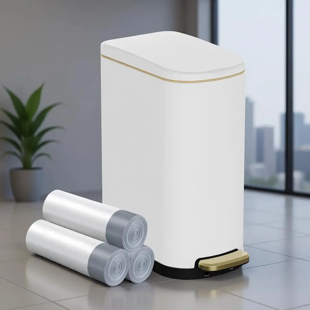 10L Stainless Steel Slim Bathroom Trash Can with Soft-Close Lid for Compact Spaces (White)
10L Stainless Steel Slim Bathroom Trash Can with Soft-Close Lid for Compact Spaces (White)