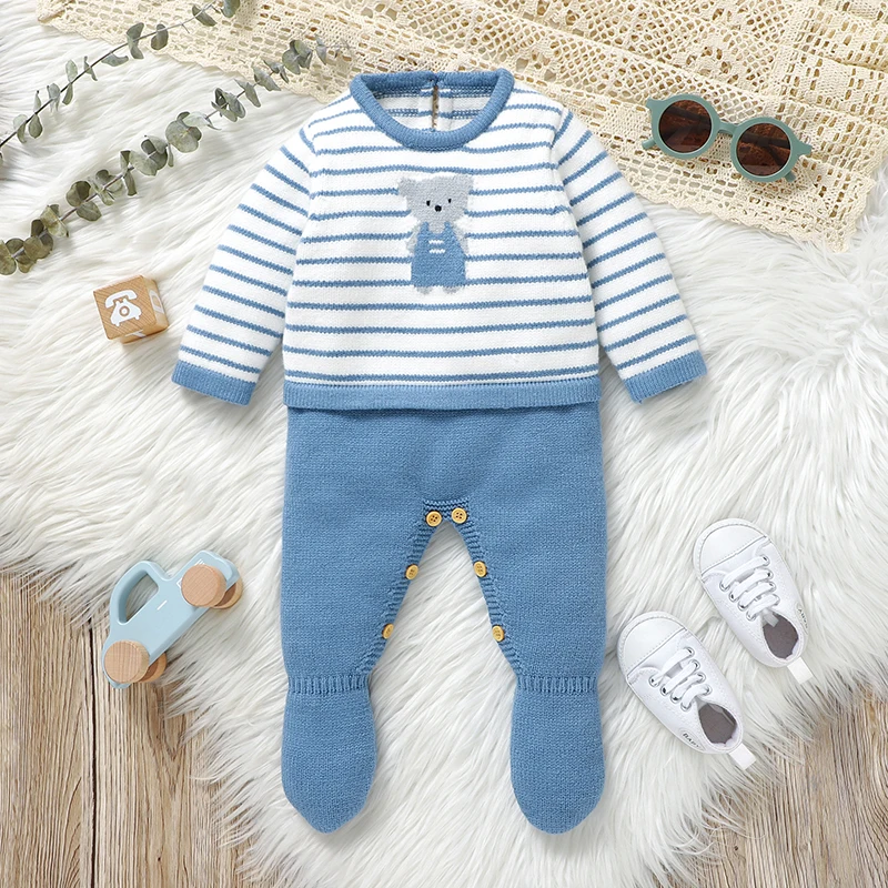 Autumn Baby Rompers Knitted Blue Long Sleeve Newborn Infant Boys & Girls Cartoon Bear Jumpsuits Clothes 0-18m Children's Outfits
Autumn Baby Rompers Knitted Blue Long Sleeve Newborn Infant Boys & Girls Cartoon Bear Jumpsuits Clothes 0-18m Children's Outfits