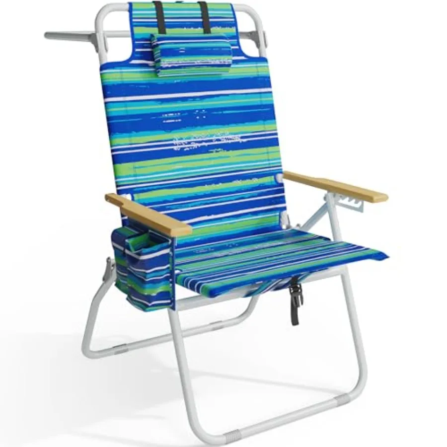 Beach chair for adults wood armrests striped bluegreen 17-inch height with 5-position recline heavy-duty support up to 350 lbs
Beach chair for adults wood armrests striped bluegreen 17-inch height with 5-position recline heavy-duty support up to 350 lbs