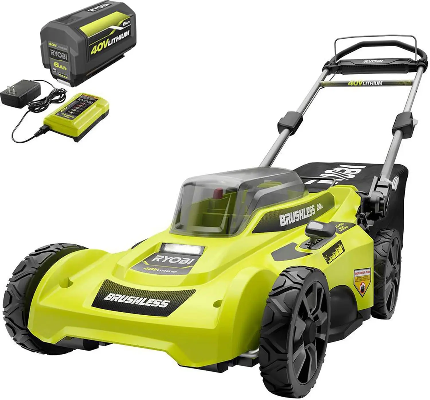 Lawn Mower 20 in. 40-Volt Lithium-Ion Brushless Cordless Walk Behind
Lawn Mower 20 in. 40-Volt Lithium-Ion Brushless Cordless Walk Behind