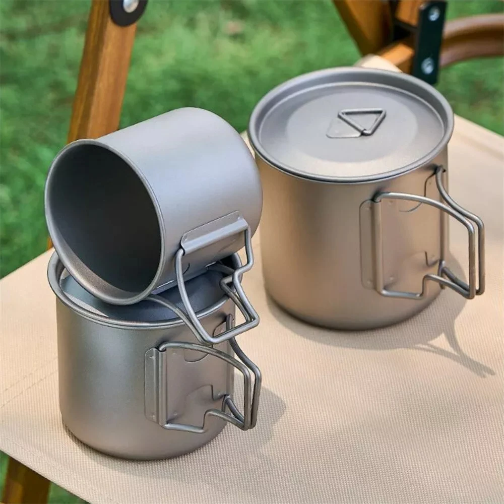 Pure Titanium Camping Mug with Lid Foldable Handle Double Layer Heatproof Portable Travel Cup
Pure Titanium Camping Mug with Lid Foldable Handle Double Layer Heatproof Portable Travel Cup