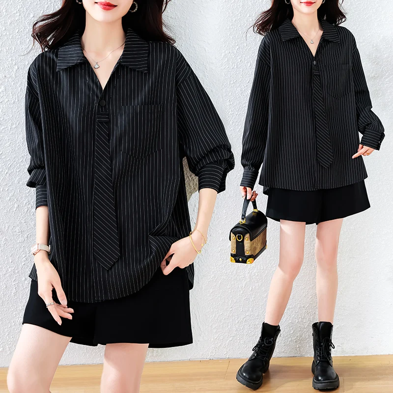 Осень 2022, новые корейские модные повседневные рубашки, женские темпераментные свободные универсальные полосатые блузки с длинными рукавами и лацканами, женские топы
Осень 2022, новые корейские модные повседневные рубашки, женские темпераментные свободные универсальные полосатые блузки с длинными рукавами и лацканами, женские топы