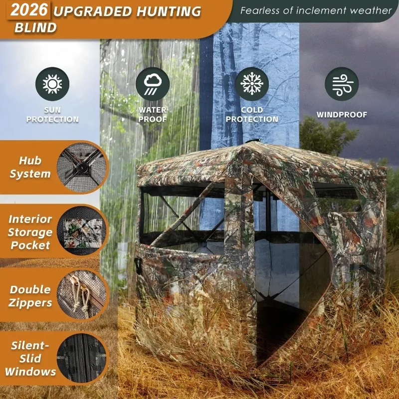 Hunting Tent with 270° One-Way Visibility, Rainproof and Sun-Protective Camouflage Tent Easy To Set Up and Take Down
Hunting Tent with 270° One-Way Visibility, Rainproof and Sun-Protective Camouflage Tent Easy To Set Up and Take Down