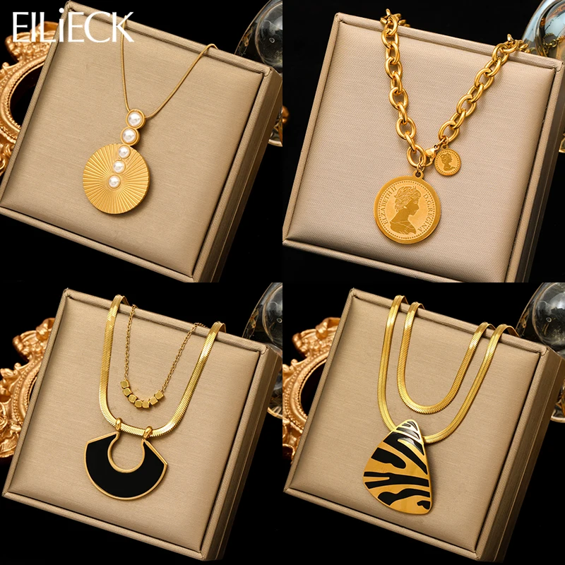 EILIECK 316L Stainless Steel Geometric Tiger Stripe Portrait Coin Pendant Necklace For Women Fashion Neck Chain Jewelry Gift
EILIECK 316L Stainless Steel Geometric Tiger Stripe Portrait Coin Pendant Necklace For Women Fashion Neck Chain Jewelry Gift